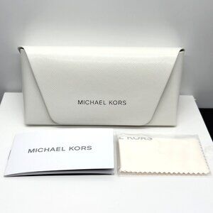 New Michael Kors White Large Authentic Sunglasses Eyeglasses Case with Cloth